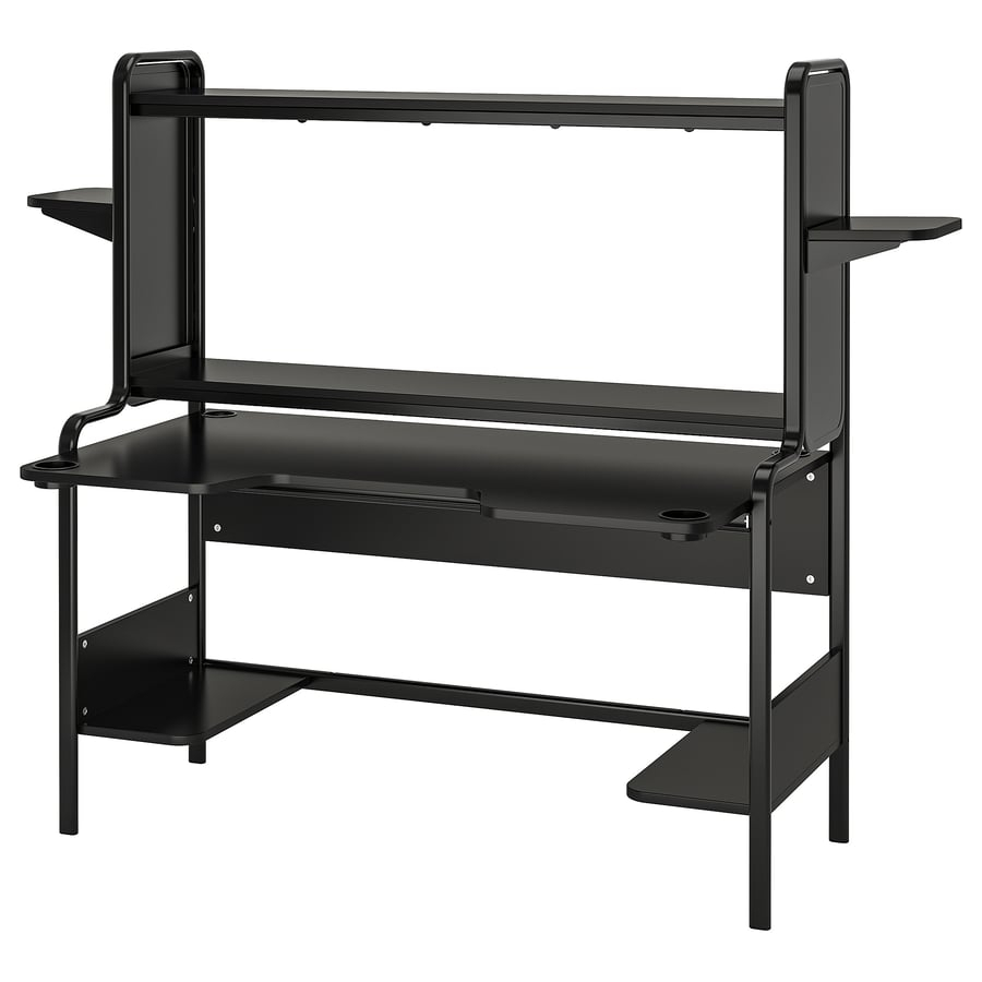 Gaming desk, black, 55 1/8/72 7/8×29 1/8×57 1/2 “
