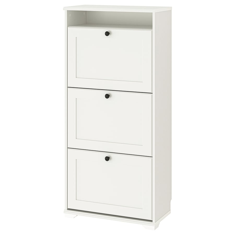 Shoe cabinet with 3 compartments, white, 24×11 3/4×51 1/8 “