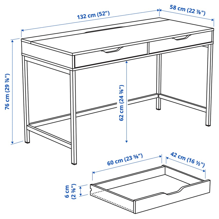 Desk, white, 52x22 7/8 " - Image 3