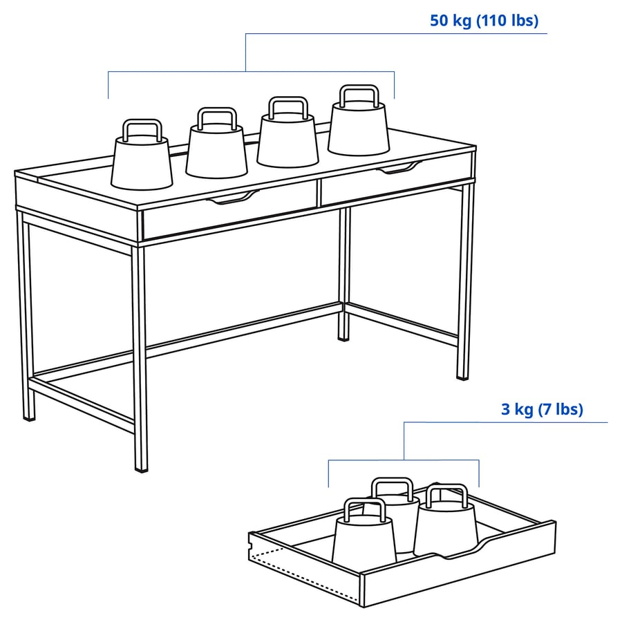 Desk, white, 52x22 7/8 " - Image 4